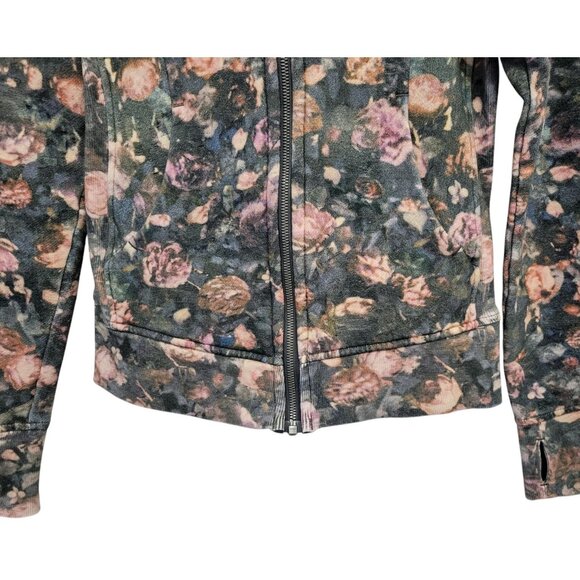 Lululemon Scuba Hoodie Floral Fleece Jacket Black Pink - Picture 6 of 15